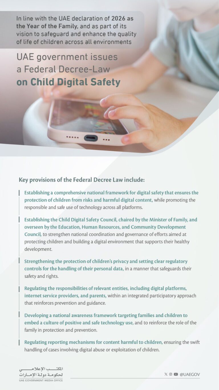 UAE Issues Federal Decree-Law on Child Digital Safety